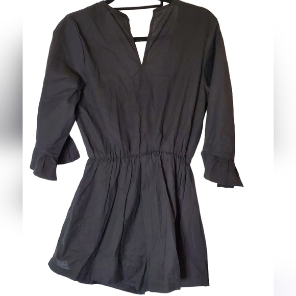 Asos Design Black Romper with Tie Front & Ruffle Sleeve in Size 4 - Picture 2 of 4